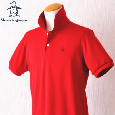 10年品質のマンシング赤半袖ポロシャツ